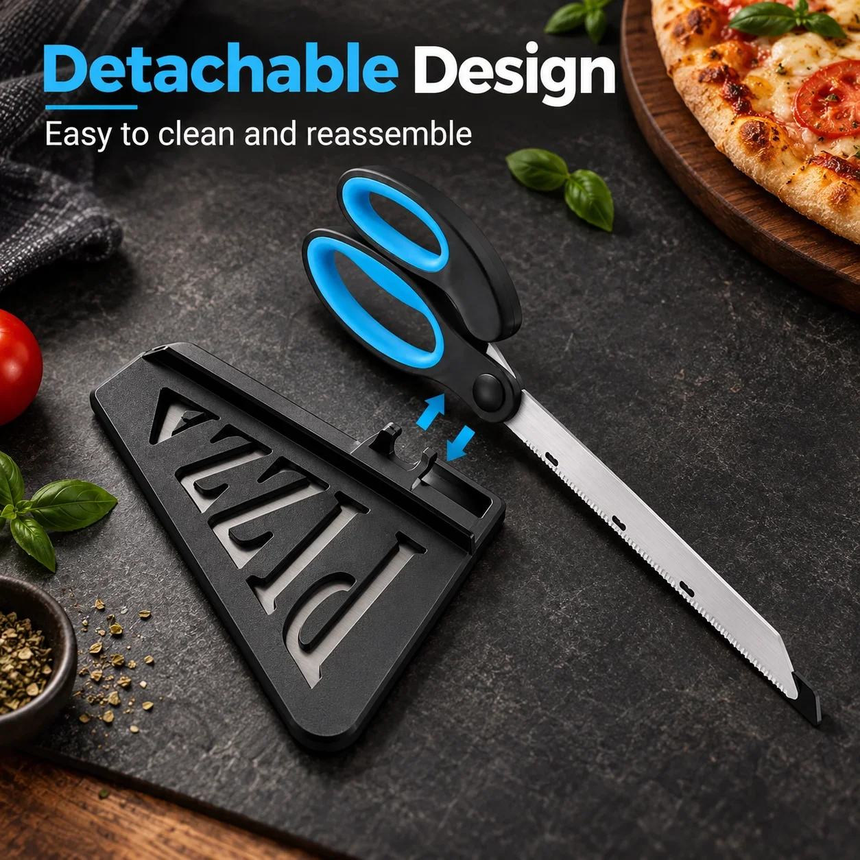 Kitchen Shears In Baking - Stainless Steel Detachable Pizza Scissors, Removable