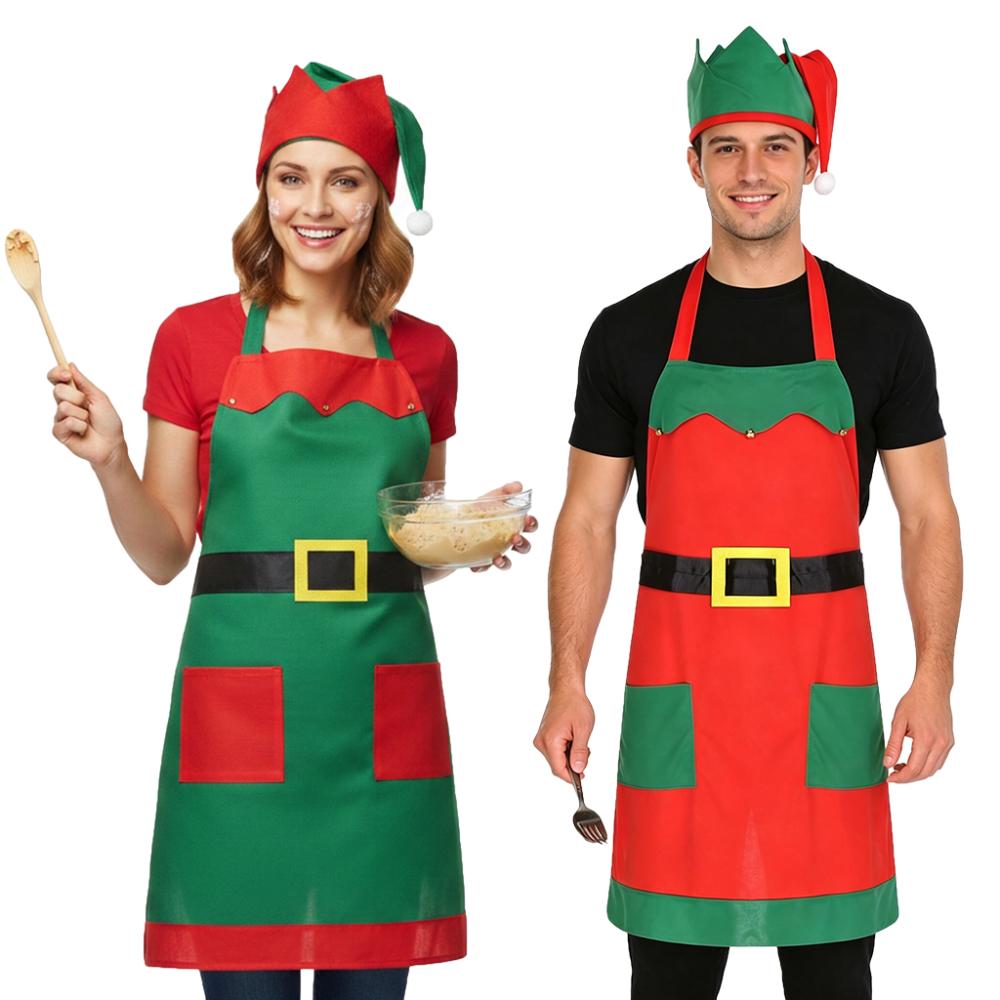 Kitchen Baking Unit - Christma Elf Kitchen Apron Set With