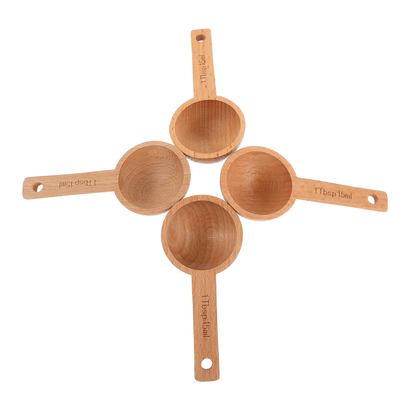 Kitchen Baking Canisters - 4Pcs Wood Coffee Measuring Scoop 15Ml