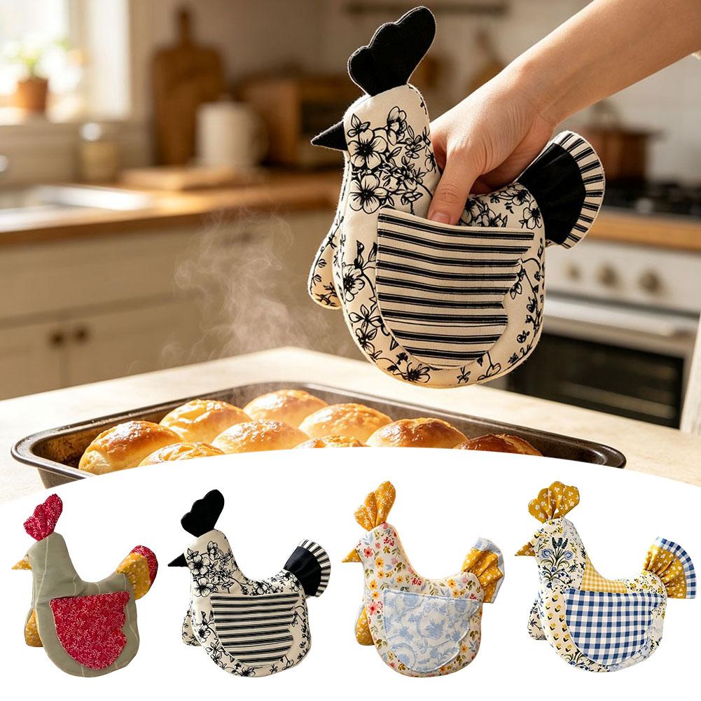 Kitchen Baking Gloves - Handmade Hen Shaped Oven Mitt &
