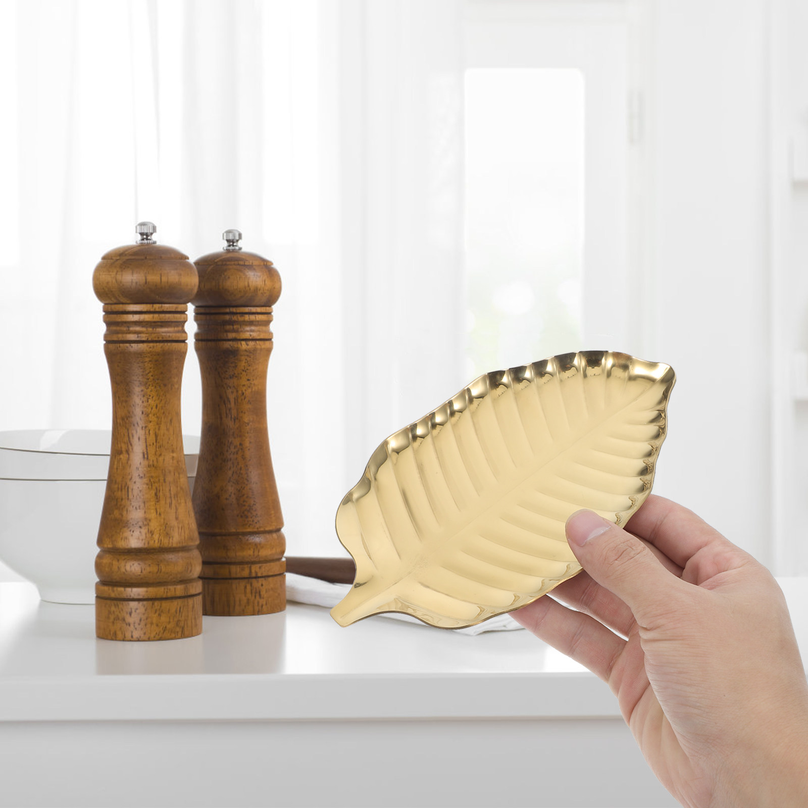 Kitchen With Baking Station - Stainless Steel Gold Leaf Spoon Rest