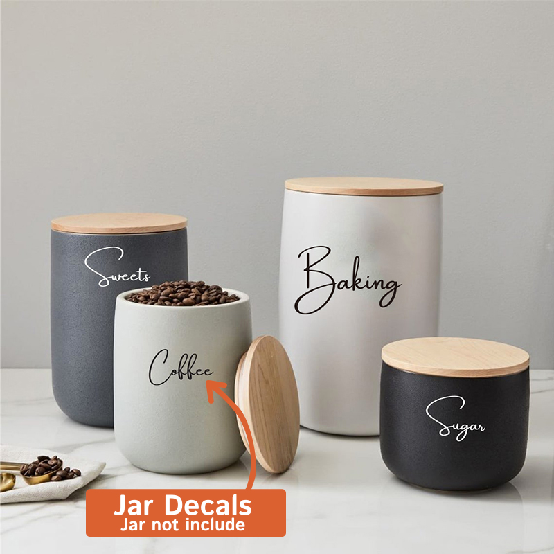 Decal Chỉ 8 Chiếc Bếp Tổ Chức  - đánh giá và giá Kitchen Baking Canisters