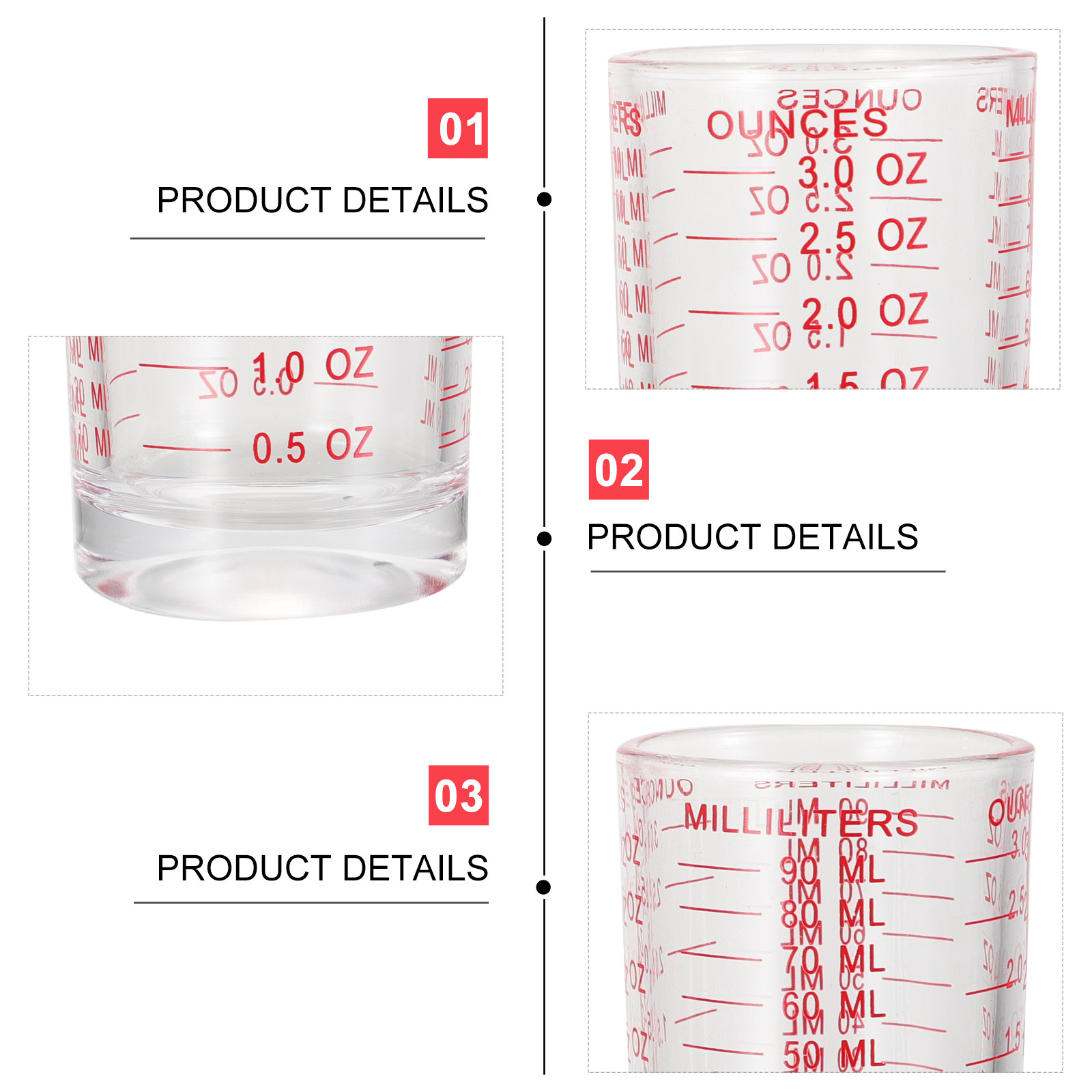 3Pcs Glass Measuring Cups Set  - đánh giá và giá Kitchen And Baking Tools