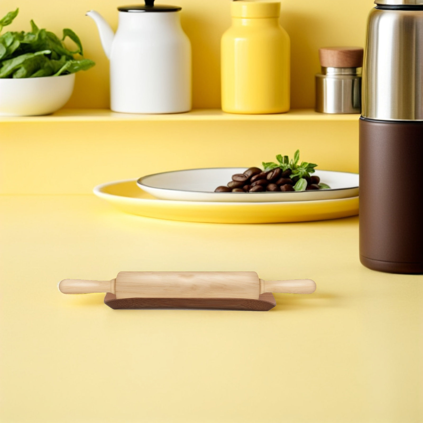 Wooden Rolling Pin Stand Bambo - đánh giá và giá Kitchen Baking Counter